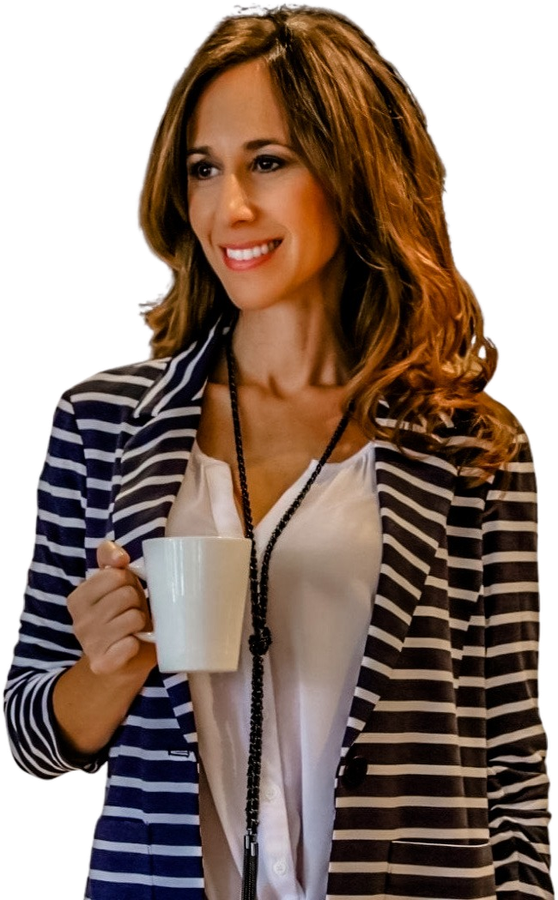 Erica Diamond holding a mug, smiling